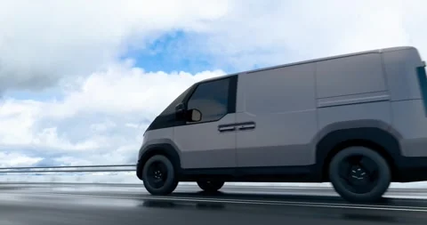 Modern van on the road Stock Footage 318140065