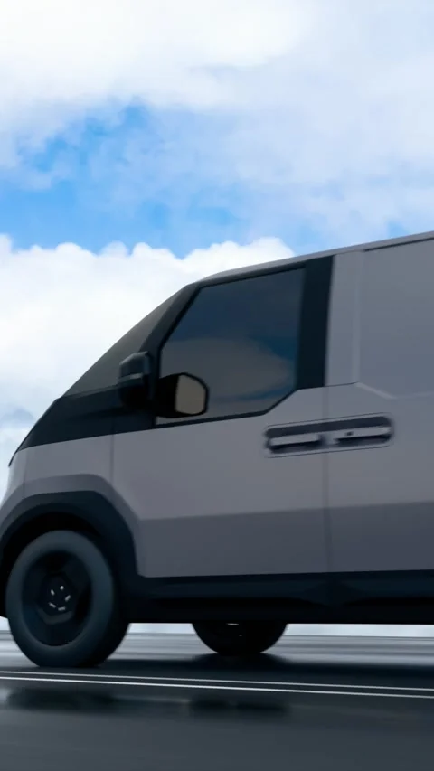 Modern van on the road Video stock 318140108