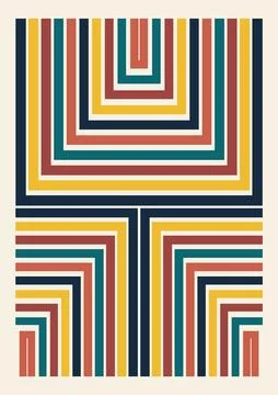 Modern vector abstract geometric background with rectangles. Retro Scandina.. Stock Illustration