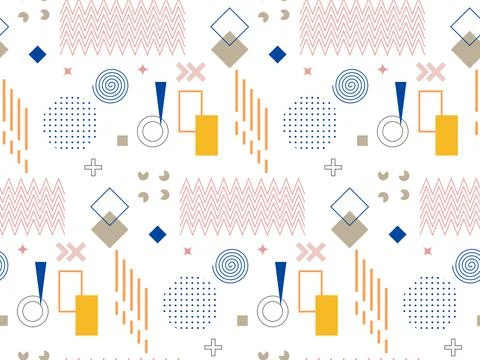 Modern vector abstract geometric seamless pattern in swatches, background w.. Stock Illustration