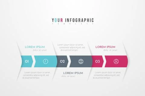 Modern vector abstract infographic with 3 steps or processes elements. Stock Illustration