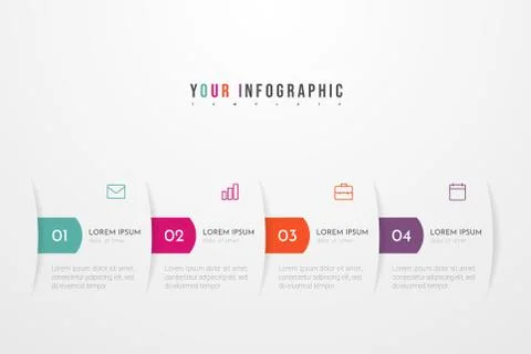Modern vector abstract infographic with 4 steps or processes elements. Stock Illustration