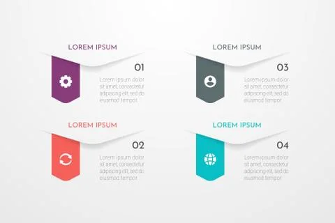 Modern vector abstract infographic with 4 steps or processes elements Illustrazione stock