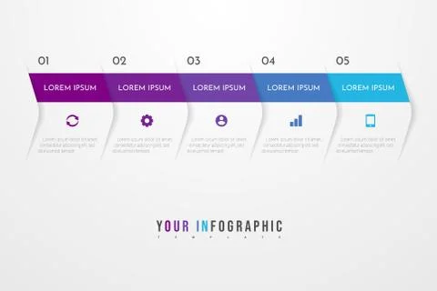 Modern vector abstract infographic with 5 steps or processes elements. Stock Illustration