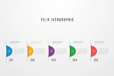 Modern vector abstract infographic with 5 steps or processes elements. Stock Illustration