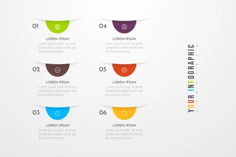Modern vector abstract infographic with 6 steps or processes elements. Stockillustratie