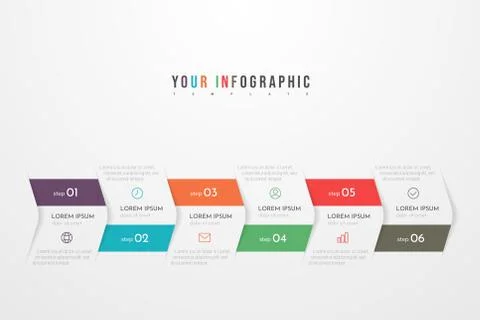 Modern vector abstract infographic with 6 steps or processes elements. Stock Illustration