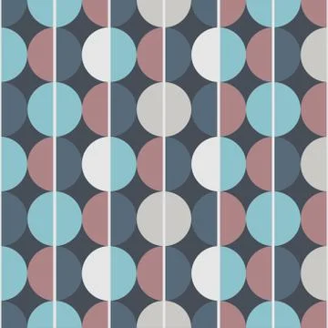 Modern vector abstract seamless pattern. Brown, blue and grey semicircles on  Stock Illustration