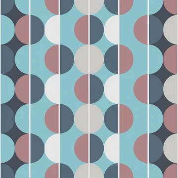 Modern vector abstract seamless pattern. Brown, blue and grey semicircles on  Stock Illustration