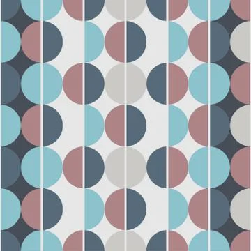 Modern vector abstract seamless pattern. Brown, blue and grey semicircles on  Illustrazione stock