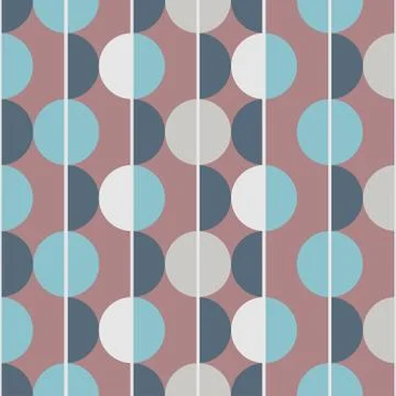 Modern vector abstract seamless pattern. Brown, blue and grey semicircles on  Stock Illustration
