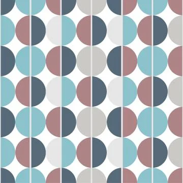 Modern vector abstract seamless pattern. Brown, blue, grey and blue semicircl Stock-Illustration