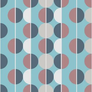 Modern vector abstract seamless pattern. Brown, white, grey and blue semicirc Stock Illustration