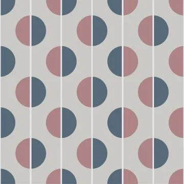 Modern vector abstract seamless pattern. Brown and blue semicircles on a grey Stock Illustration