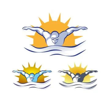 Modern Vector Abstract Swimming Logo Stock Illustration