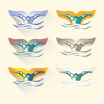Modern Vector Abstract Swimming Logo Stock Illustration