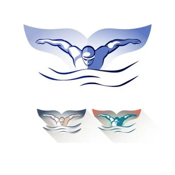 Modern Vector Abstract Swimming Logo Stock Illustration
