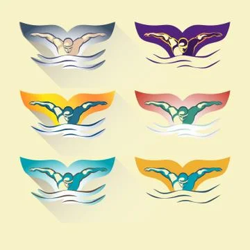 Modern Vector Abstract Swimming Logo Illustrazione stock