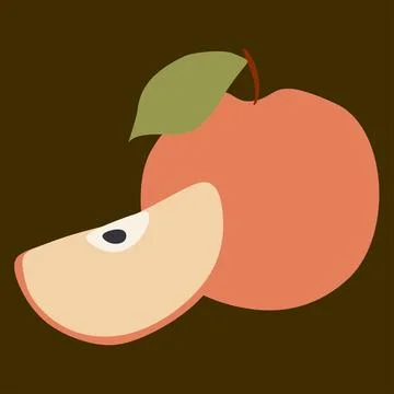 Modern vector apple illustration. Vector Flat design style fruit and slice. E Stock Illustration
