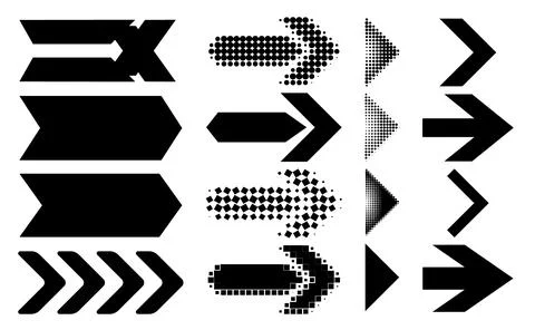 Modern vector arrow icons, Black graphic navigation signs, Diverse interface  Stock Illustration