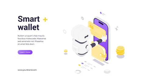 Modern vector banner template for smart wallet technology and digital payment Illustrazione stock