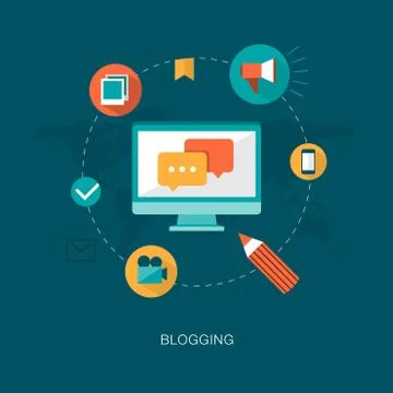 Modern vector blogging concept illustration Stock Illustration