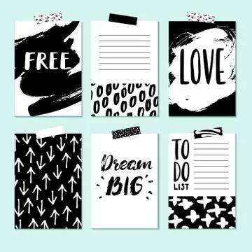 Modern vector card set for planner, journaling, scrapbooking, co Stock Illustration