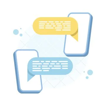 Modern vector of chat bubbles and two smartphones symbolizing online messaging Stock Illustration