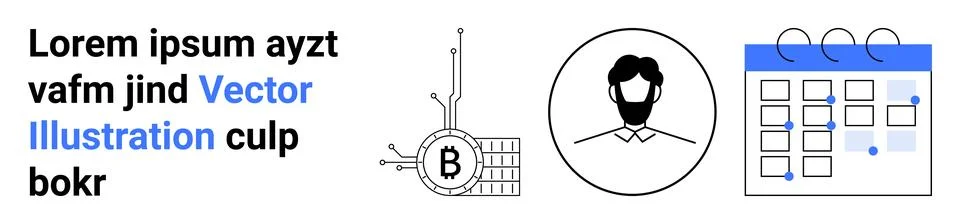 Modern Vector Design Featuring Text, Cryptocurrency Icon, Anonymous User, a.. Stock Illustration