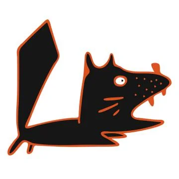 Modern vector design running black cat with open mouth Illustrazione stock