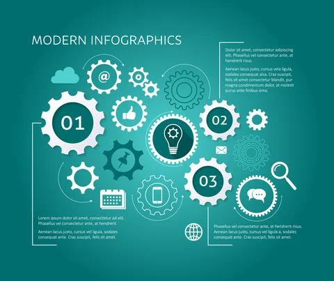 Modern vector design template gear wheels concept Stock Illustration