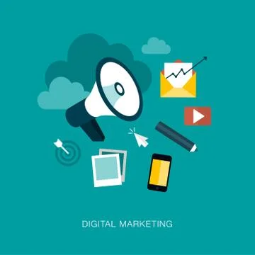Modern vector digital marketing concept illustration Stock Illustration
