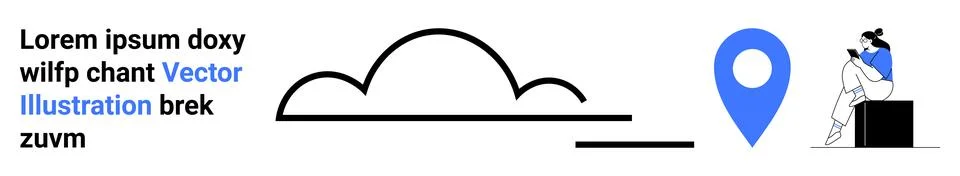 Modern vector elements with cloud, location marker, and person at desk イラスト素材