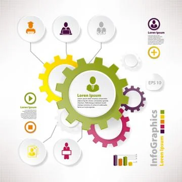 Modern vector elements for infographics with cogwheels and teamwork Stock Illustration