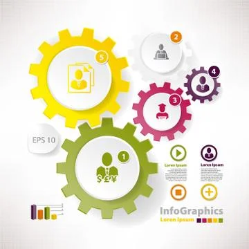 Modern vector elements for infographics with cogwheels Stock Illustration