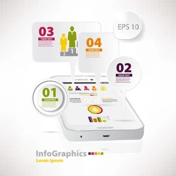 Modern vector elements for infographics with white smartphone Stock Illustration