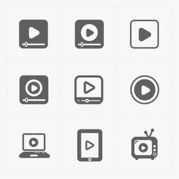 Modern vector flat video player icons. イラスト素材