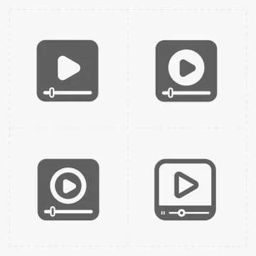 Modern vector flat video player icons 库存插图