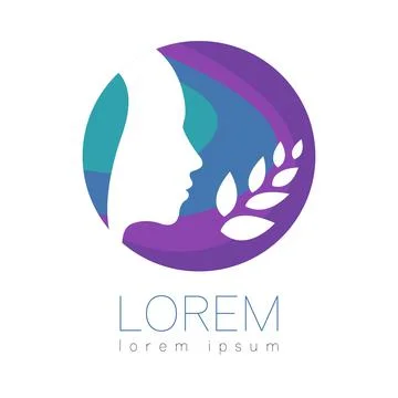 Modern vector Human silhouette in circle logotype isolated on white background Stock Illustration