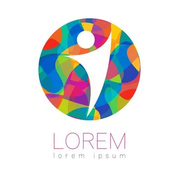 Modern vector Human silhouette in circle logotype isolated on white background Stock Illustration