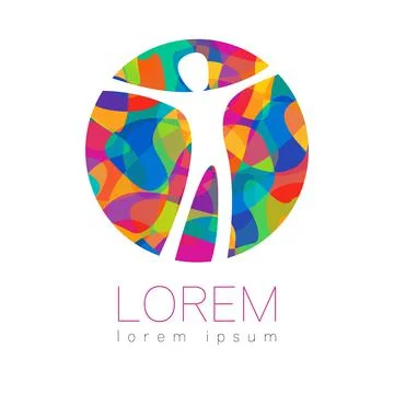 Modern vector Human silhouette in circle logotype isolated on white background Stock-Illustration