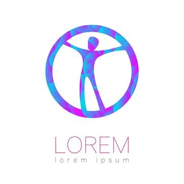 Modern vector Human silhouette in circle logotype isolated on white background Stock Illustration