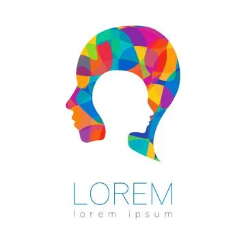 Modern vector Human silhouette head inside. logotype isolated on white Stock Illustration