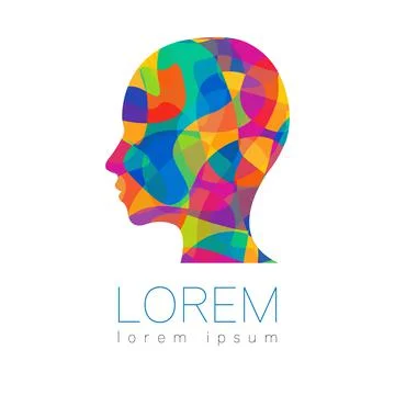 Modern vector Human silhouette head inside. logotype isolated on white Stock Illustration