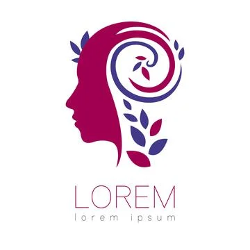Modern vector Human silhouette logotype isolated on white background. Violet and Stock Illustration