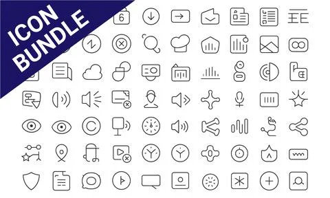 Modern Vector Icon Bundle for Travel, Communication, and Business Stock Illustration