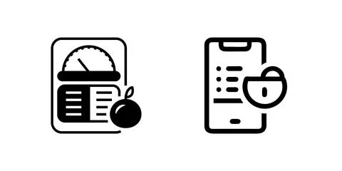 A modern vector icon set featuring calorie tracker symbols, suitable for fi.. Stock Illustration