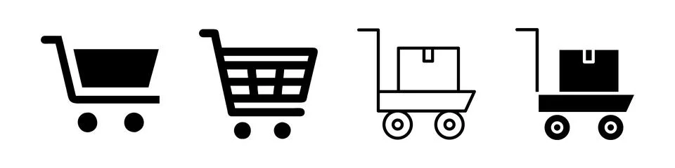 A modern vector icon set featuring shopping carts, suitable for e commerce .. Stock Illustration