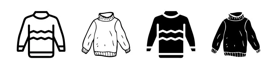 A modern vector icon set featuring cozy sweaters, suitable for fashion, win.. Stock Illustration