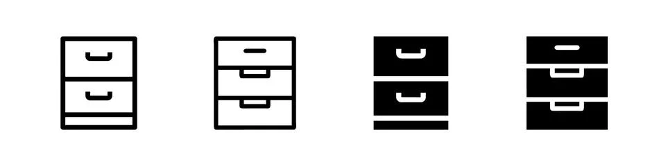 A modern vector icon set featuring filing cabinets, suitable for office and.. Stock Illustration